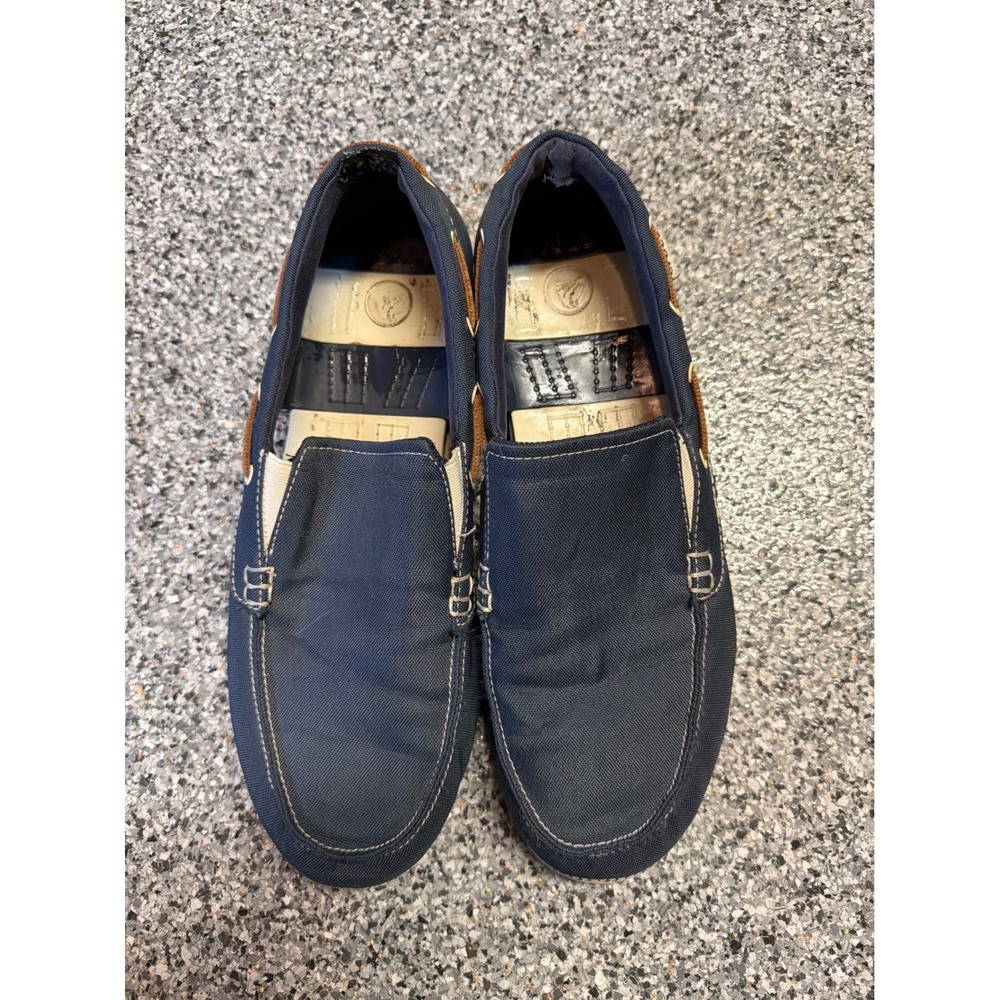 Crocs Men Navy Blue Canvas Boat Shoes Slip On Loafers Size 12 Nautical Casual